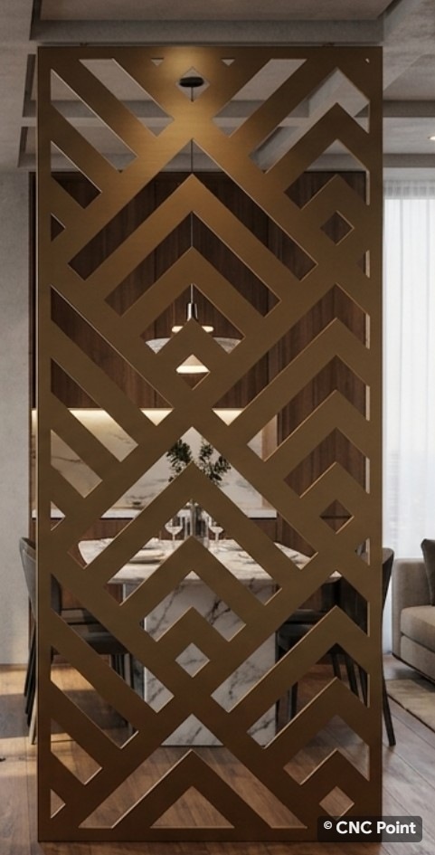 Modern Geometric Chevron CNC Partition Panel — CNCPoint