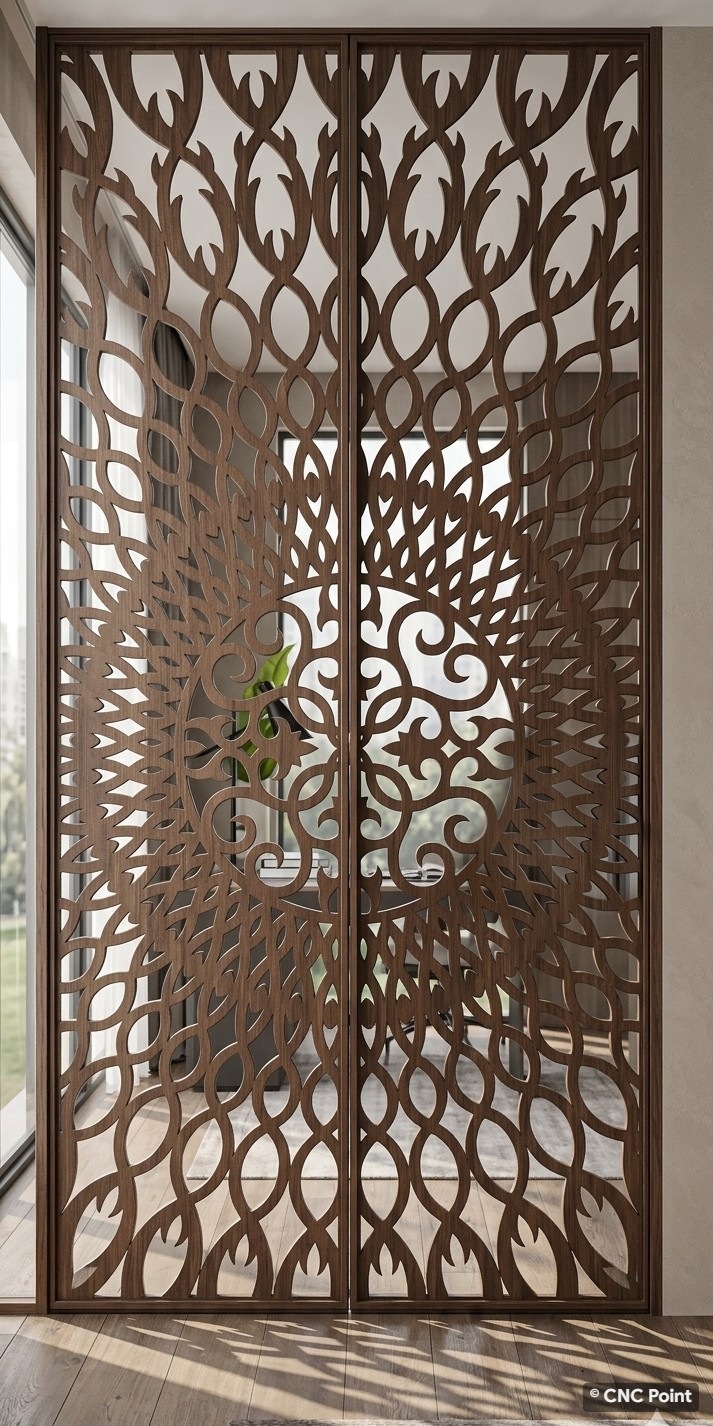 Ornamental Mandala CNC Double Door Panel — CNCPoint