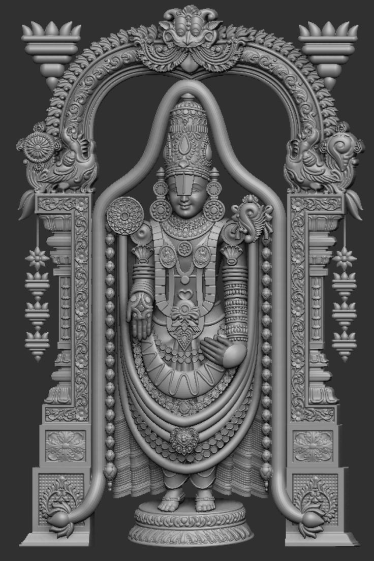 Ornate Venkateswara Temple Relief – High Detail CNC Bas-Relief Design