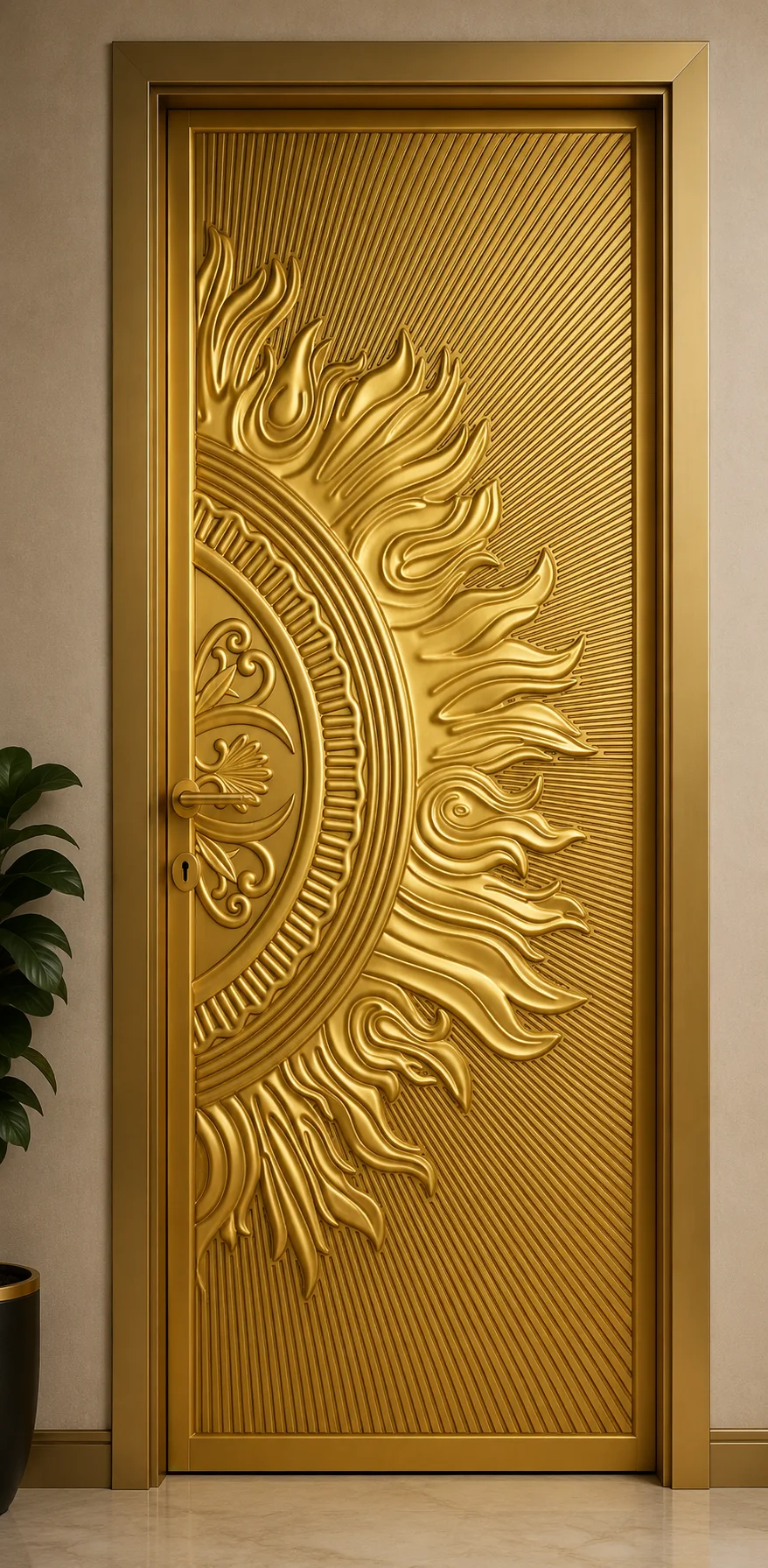 Luxury Sun Motif Relief Door