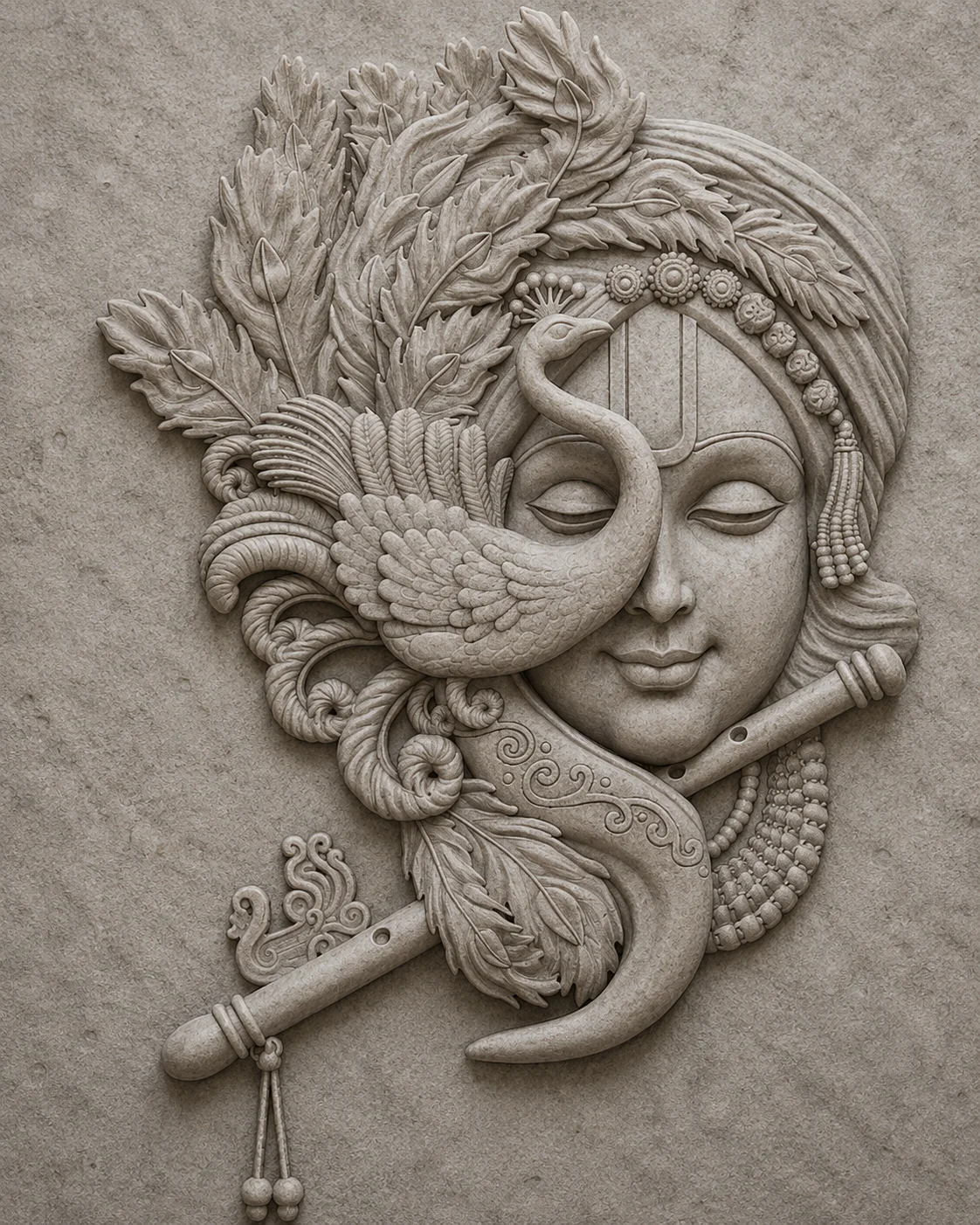 Divine Krishna Bas Relief