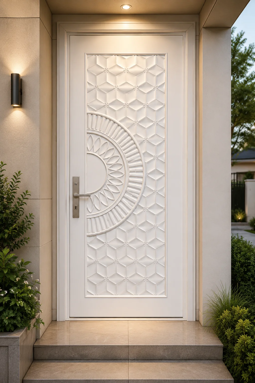 Modern White PU Designer Main Door