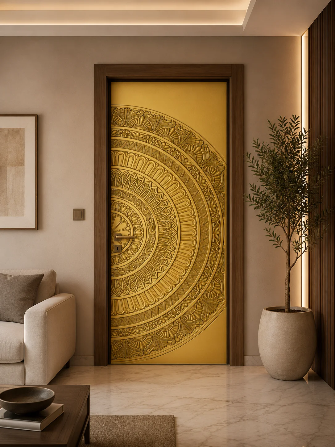 Royal Mandala Carved Door Design