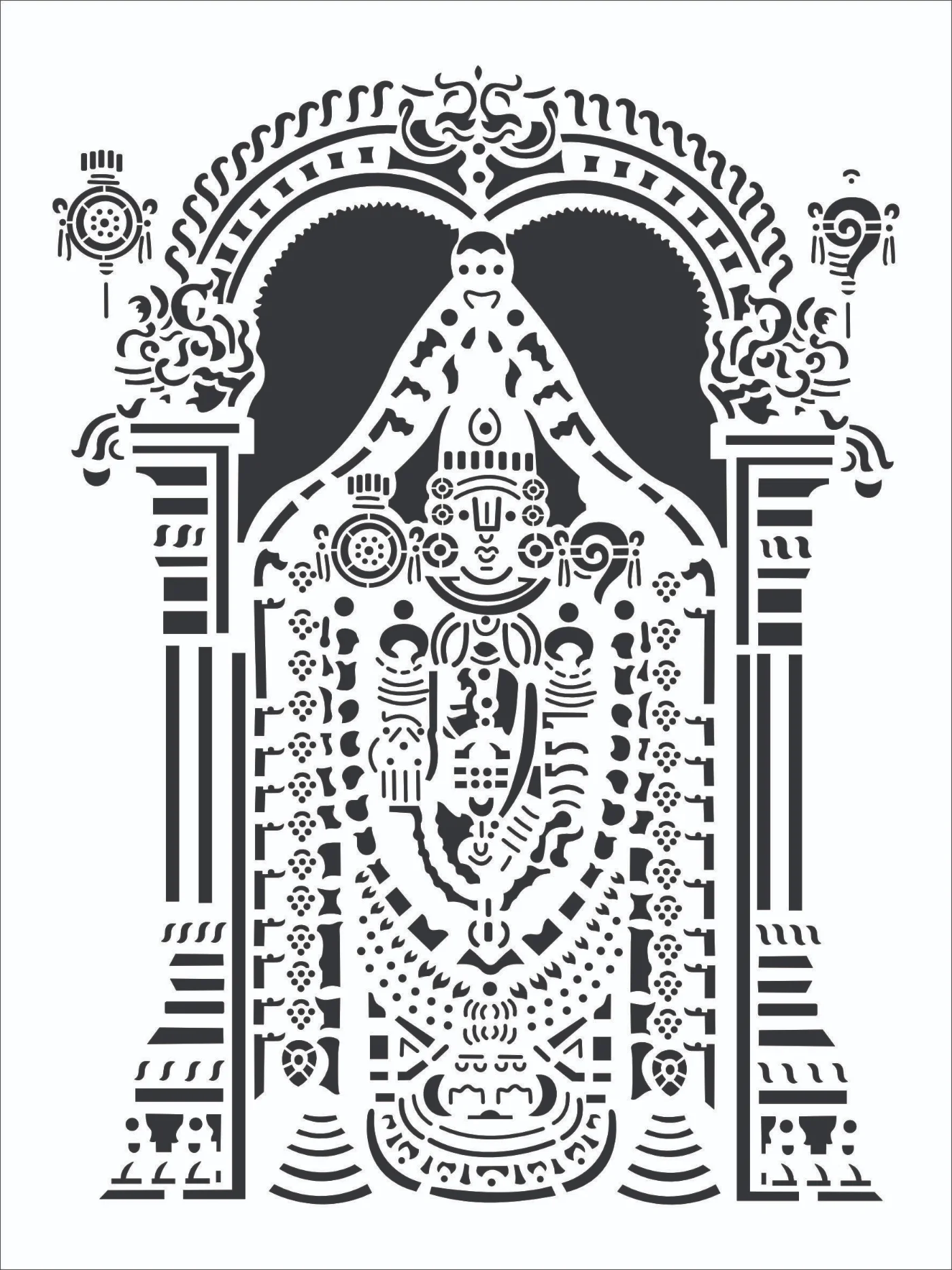 Traditional Balaji Temple Stencil Design