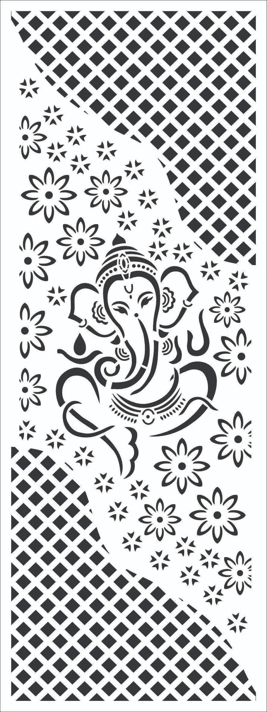Artistic Ganesha Floral Lattice Panel