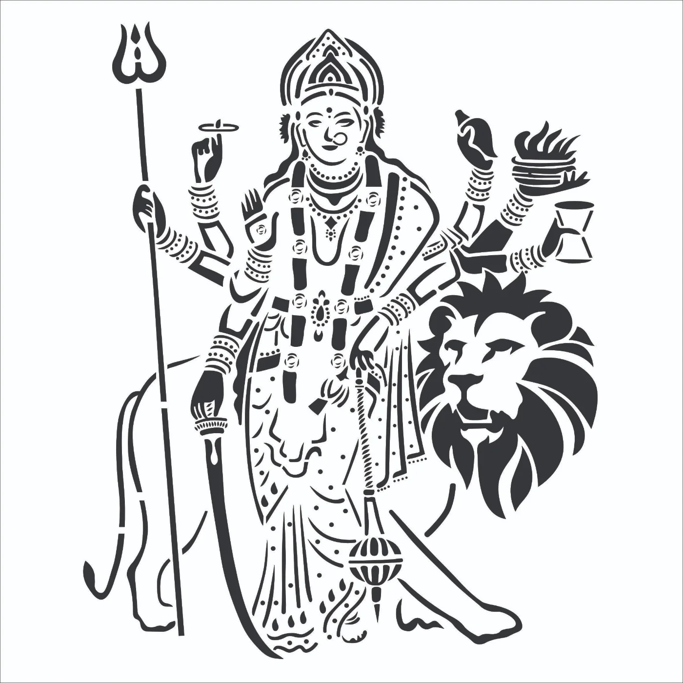 Maa Durga Sacred Stencil Artwork