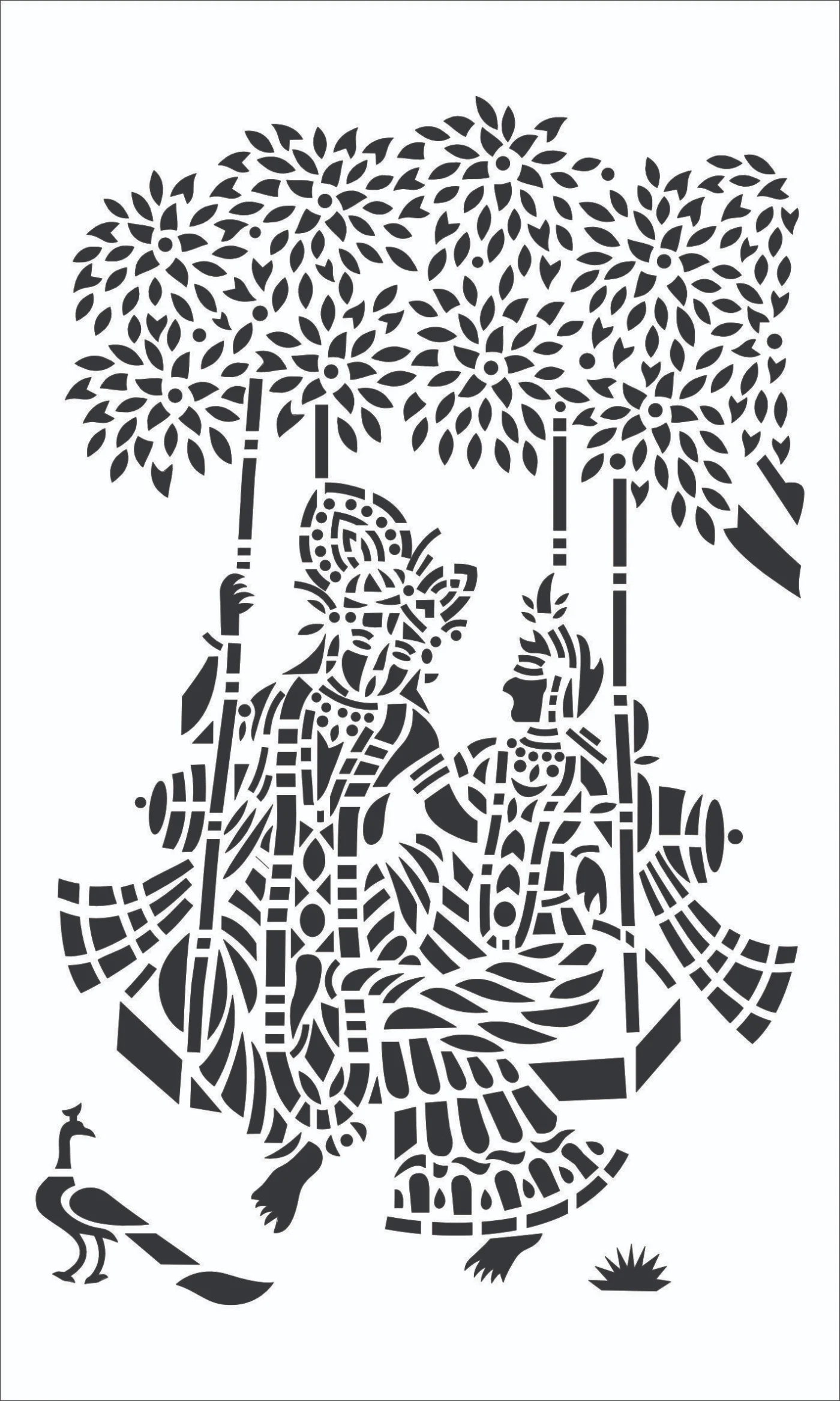 Radha Krishna Swing Decorative Panel