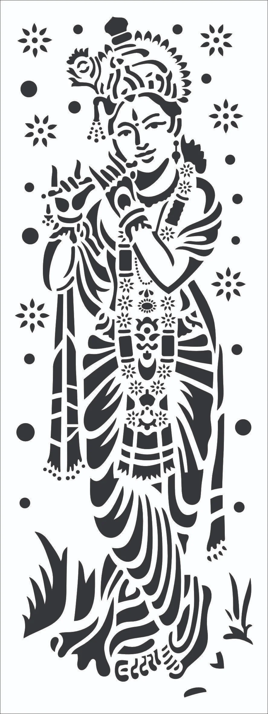 Decorative Krishna Full Figure Stencil