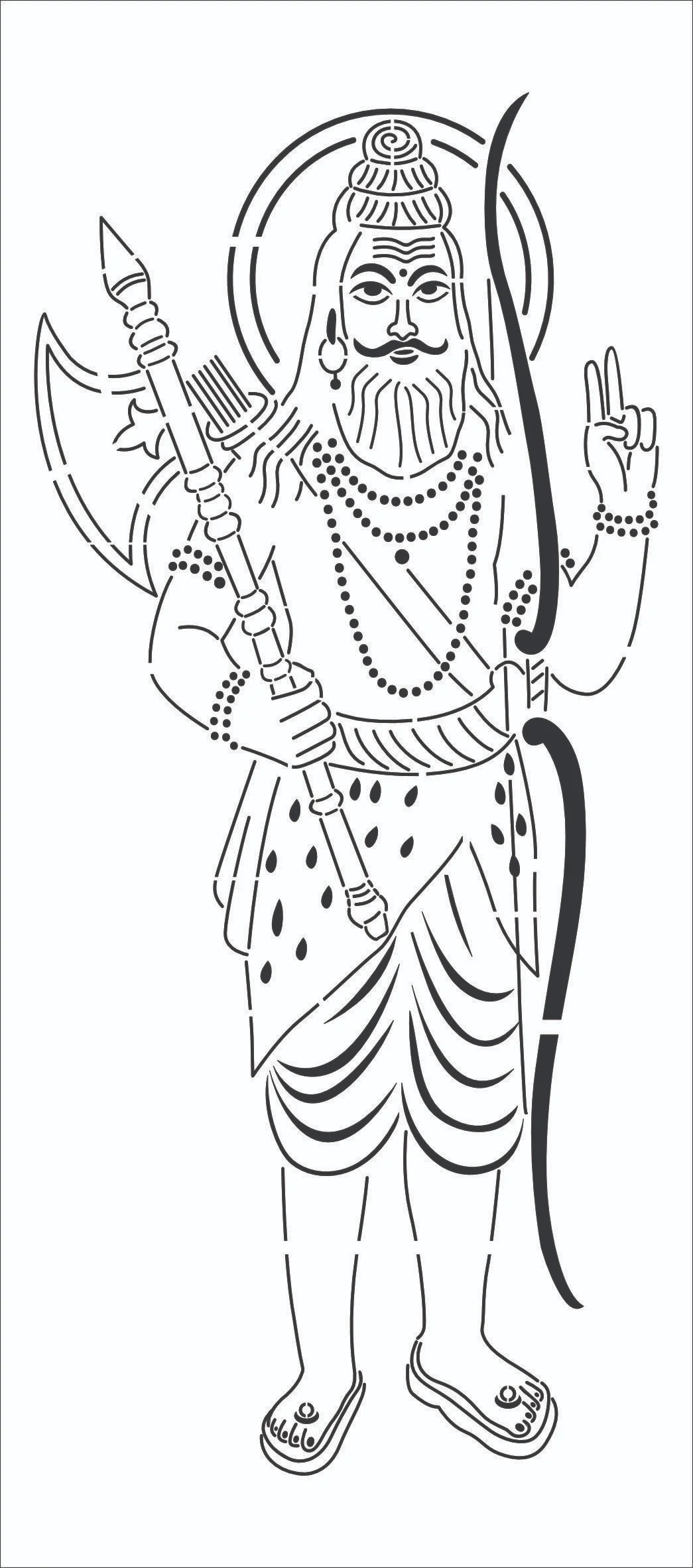 Lord ParasuRam Warrior Stencil Design