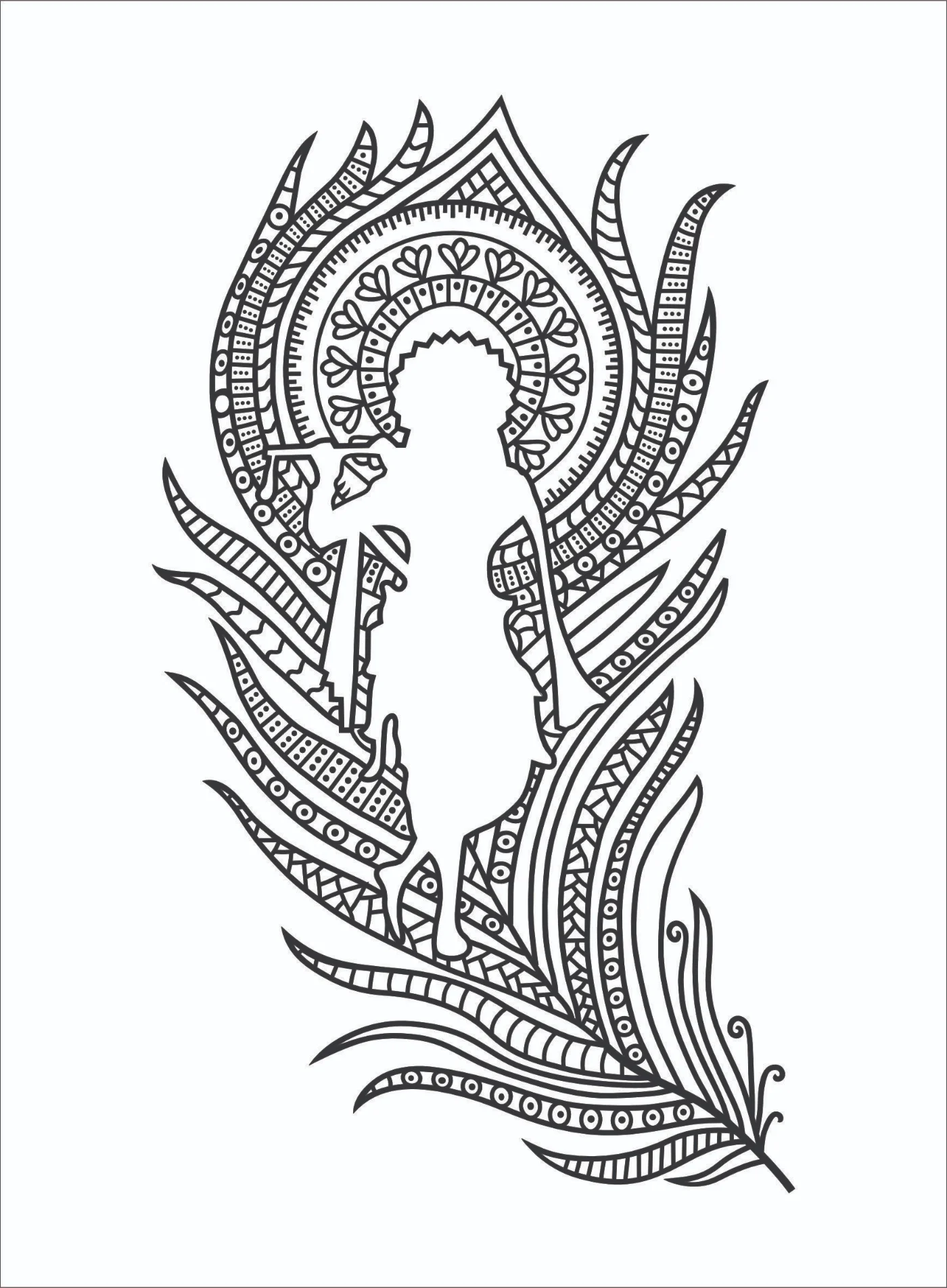 Abstract Krishna Feather Mandala Design