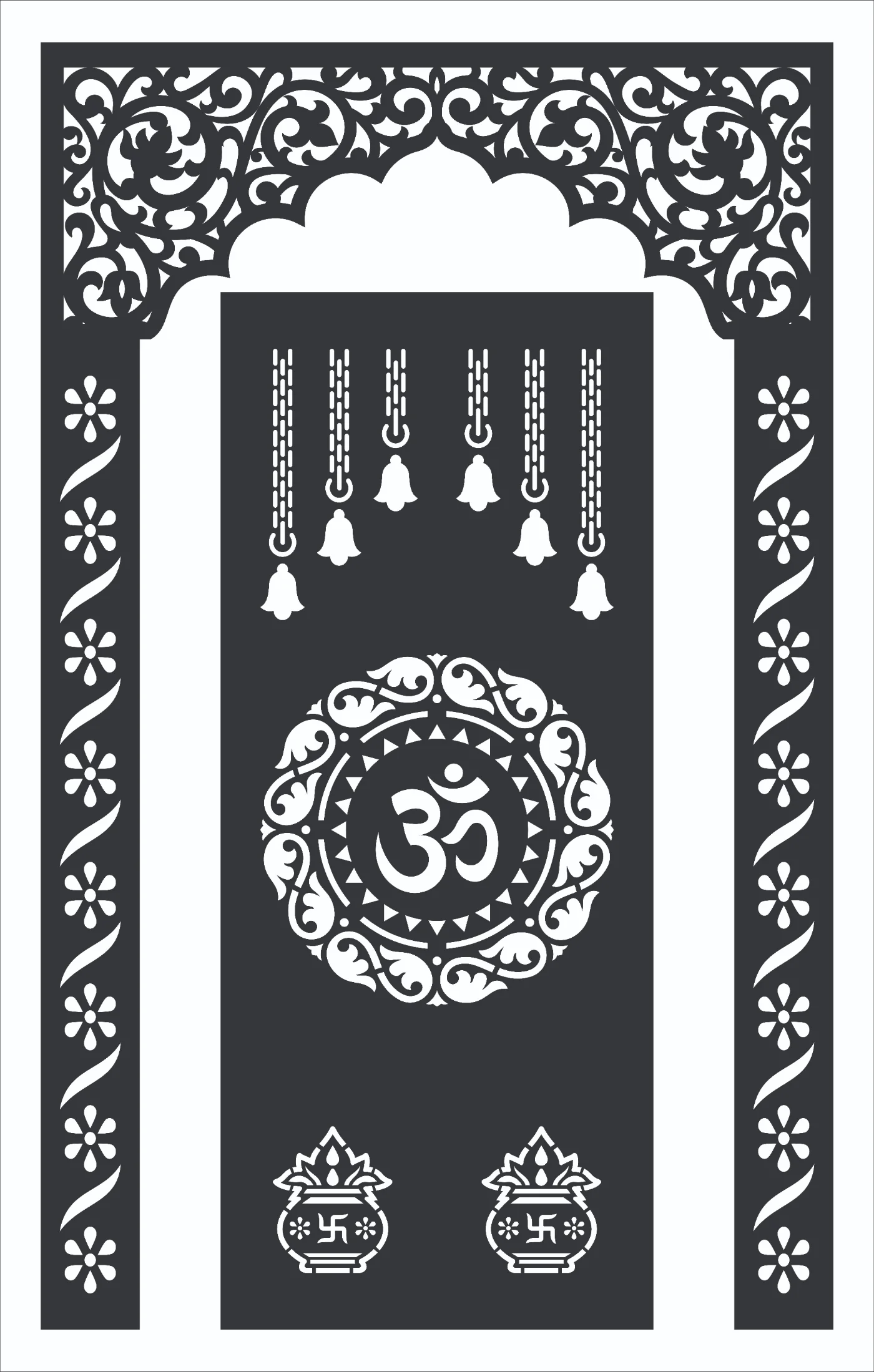Traditional Om Entrance Jaali Panel – CNC Laser Cut CAD Design